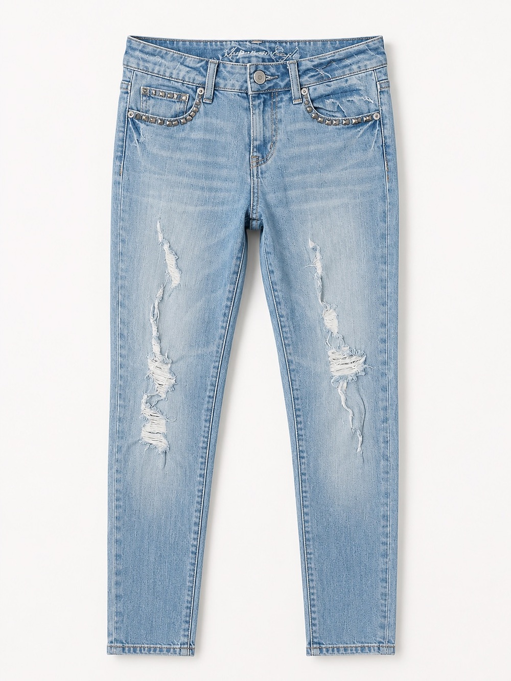 AEO American Eagle Outfitters Studded Distressed Skinny Jeans 4 Regular